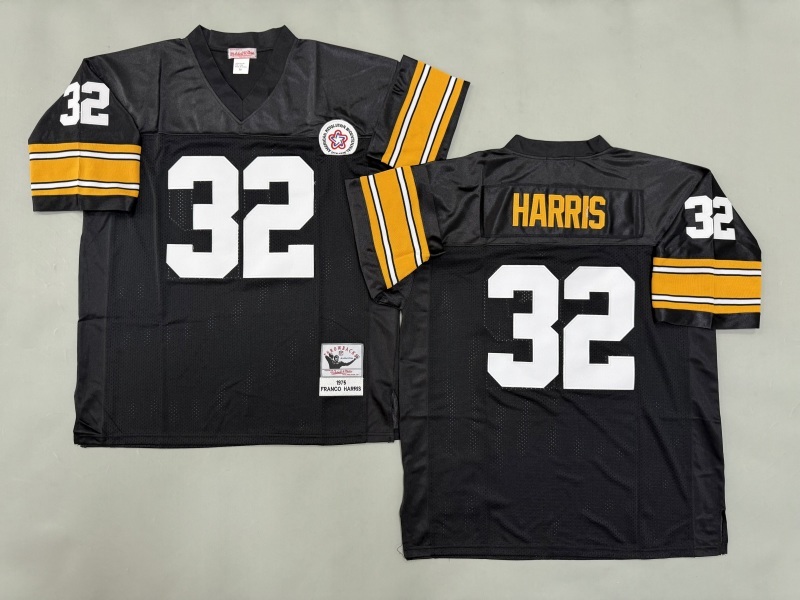 Men 2025 Pittsburgh Steelers 32 Harris black Throwback Limited NFL Jersey style 004